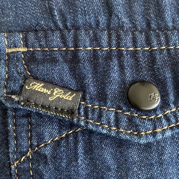 Mavi Gold - Women's Long Sleeve Denim Shirt with Snap Button Closure - Picture 3 of 14